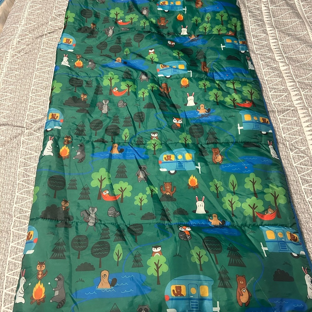 Ozark Trail Green Sleeping Bag with Animal Print